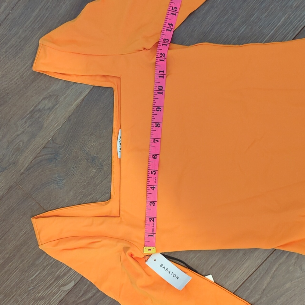 BABATON | Aritizia, NWT Orange square neck, long sleeve thong bodysuit, Medium - Picture 5 of 6